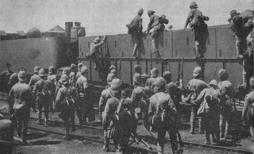 'Getting into an Armoured Train', 1902. Artist: Unknown.