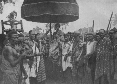 'The Subdued King of Akim Carried on his Chair of State', 1902. Artist: Unknown.
