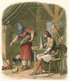 'Alfred in the neatherd's cottage', c878 (1864). Artist: James William Edmund Doyle.
