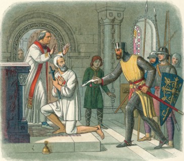 'Hubert taken from sanctuary at Boisars', 1232 (1864). Artist: James William Edmund Doyle.