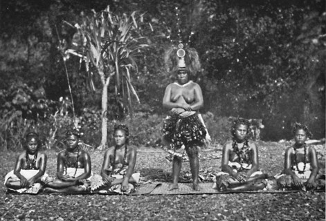 A group of Samoan dancing women in full costume, 1902. Artist: Unknown.