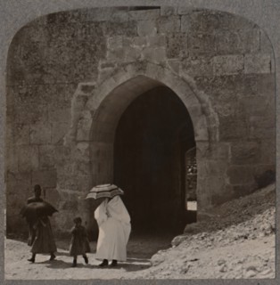 'Mahommedan women entering Jerusalem by Herod's Gate', c1900. Artist: Unknown.