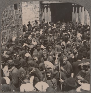 'Palm Procession leaving the Church of the Holy Sepulchure', c1900. Artist: Unknown.