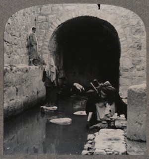 'Blind men washing eyes in the Pool of Siloam', c1900. Artist: Unknown.