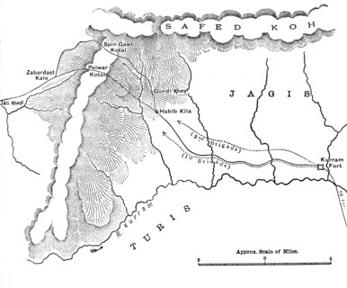 'Map Showing March of General Roberts to Peiwar Kotal (Nov. 28 to Dec. 1, 1878)', c1880. Artist: Unknown.