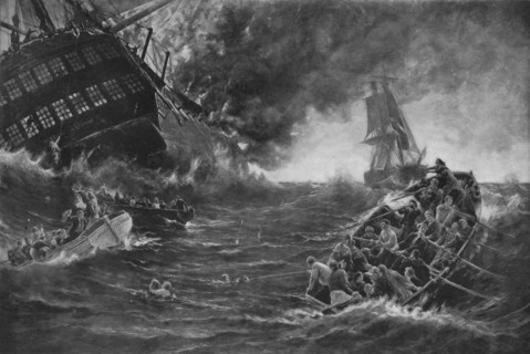 'Burning of the Kent', c1893, (1911). Artist: Thomas M M Hemy.
