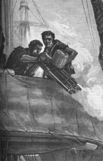 'The Gatling Gun as used in the British Navy', c1880. Artist: Unknown.