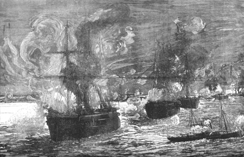 'The Bombardment of Alexandria', 1882, (c1882-85). Artist: Unknown.