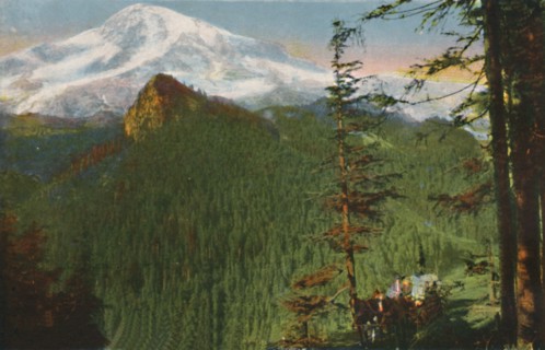 'The Road at Rickseeker Point, Mount Rainier in the Distance, Washington', c1916. Artist: Asahel Curtis.