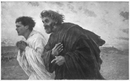 'The Disciples Peter and John Running to the Sepulchre on the Morning of the Resurrection', c1898, ( Artist: Eugene Burnand.