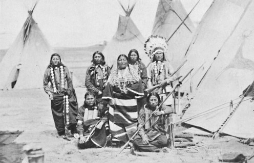 A Native American chief and squaws, 1912. Artist: Unknown.