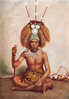 A Samoan chief in full ceremonial costume, 1902. Artist: Thomas Andrew.