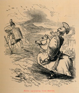 'Metius aggravating Titus Manlius', 1852. Artist: John Leech.