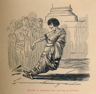'Drusus is stabbed, and expires gracefully', 1852. Artist: John Leech.