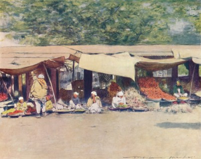 'Market Day in Peshawur', 1905. Artist: Mortimer Luddington Menpes.