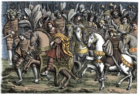 Interview between Francis I and Henry VIII, on the Field of the Cloth of Gold, 1520, (1870).  Artist: Unknown.