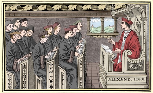 A schoolhouse, 16th century (1849).  Artist: Unknown.