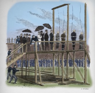 'Three men and a woman hanged for the assassination of Lincoln', c1865, (1938). Artist: Unknown.