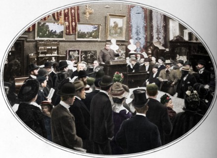 Auction in progress at Phillips auctioneers, London, c1901 (1901). Artist: Unknown.