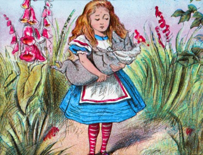 'Alice holding a pig in her arms.', c1910. Artist: John Tenniel.