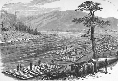 'Making Up Rafts on the Susquehanna River. A Scene on the Line of the Erie Railroad', 1883. Artist: Unknown.
