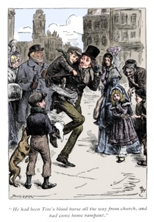 Scene from A Christmas Carol by Charles Dickens, 1843. Artist: Unknown.