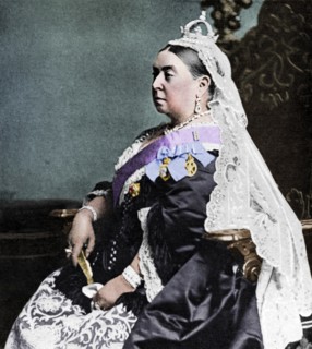Queen Victoria in ceremonial robes at her Golden Jubilee, 1887 (1951).  Artist: Unknown.