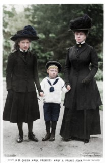 Queen Mary, Princess Mary and Prince John, 1910s. Artist: Ernest Brooks.