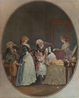 'Les Bouquets, Ou La Fete De La Grand'Maman', 1788, (1913). Artist: Philibert Louis Debucourt.