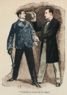 'I Clapped A Pistol To His Head', 1892. Artist: Sidney E Paget.