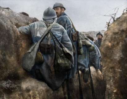 A French trench before an attack, 2nd Battle of Champagne, France, 25 September 1915. Artist: Unknown.
