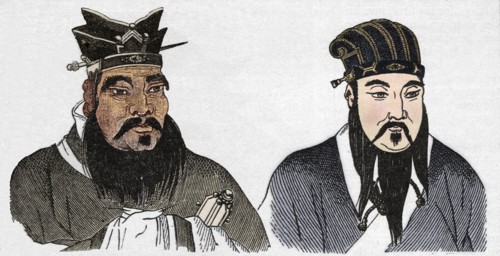 Chinese portraits of Confucius and his great follower Mencius, 1907. Artist: Unknown.