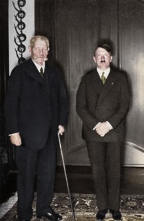 German President Paul von Hindenburg and Chancellor Adolf Hitler, c1933-c1934.  Artist: Unknown.