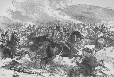 'The Heavy Cavalry Charge at Balaclava', c1880. Artist: C.R..