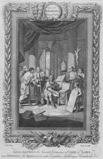 'King Alfred the Great, forming a Code of Laws, and Dividing the Kingdom into Counties', c1787. Artist: Unknown.
