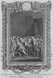 'The Right Honourable the Earl of Chatham seized with a Fit in the House of Peers', c1787. Artist: Unknown.