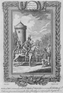 'Joan of Arc commonly called the Maid of Orleans (receiving the Sword of St. Catherine)', c1787. Artist: Unknown.