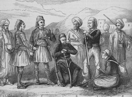 'Group of (1) Turks, (2) Albanians, (3) Druses', c1880. Artist: T.S.S.