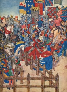 'End of the Tournament at Bruges, March 11, 1392', c15th century, (1937).  Artist: Emile- Aurele Van Moe.