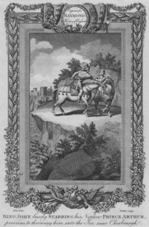'King John basely Stabbing his Nephew Prince Arthur, previous to throwing him into the Sea', c1787. Artist: Unknown.