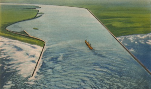 'Bocas de Ceniza, Entrance to the Marine Port, Barranquilla', c1940s. Artist: Unknown.