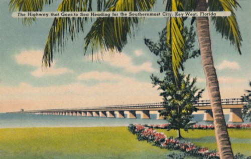 'The Highway that Goes to Sea Heading for the Southernmost City, Key West, Florida', c1940s. Artist: Unknown.