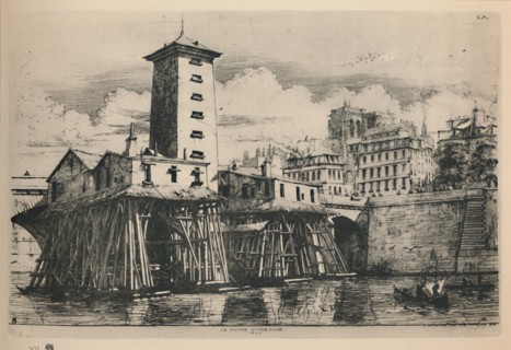 'La Pompe Notre-Dame (9th State, 6 3/4 x 9 7/8 Inches)', 1852, (1927). Artist: Charles Meryon.