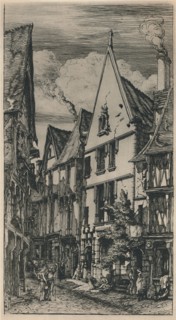 'Rue Des Toiles A Bourges (5th State, 8 1/2 x 4 3/4 Inches)', 1853, (1927). Artist: Charles Meryon.