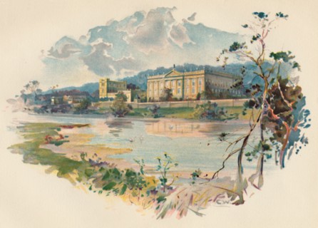 'Chatsworth from the Derwent', c1890. Artist: Charles Wilkinson.
