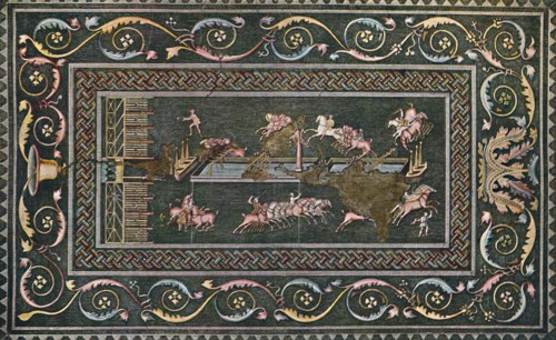'A Roman Mosaic at Lyons, Representing the Circus Games', 1942. Artist: F. Artaud.