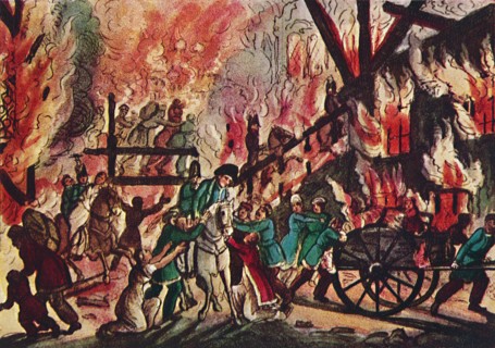 'The Burning of Moscow: 'A Grand Military and Equestrian Spectacle', 1942. Artist: Unknown.