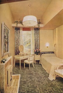 'Bedroom designed by Esmé Gordon, A.R.I.B.A., A.R.I.A.S., with Greek key design W Wilton Carpet by J Artist: Unknown.