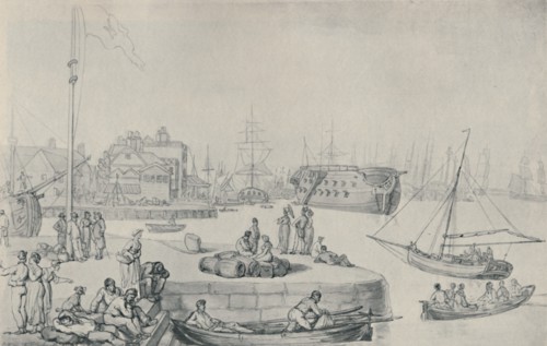 'The Quay, Blackwall Docks', 1810', (1920). Artist: Thomas Rowlandson.