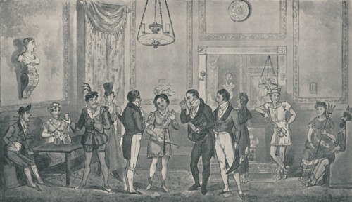 'The Green Rooom at Drury Lane Theatre, 1821', (1920). Artists: Isaac Robert Cruikshank, George Cruikshank.